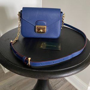Longchamp leather navy crossbody bag